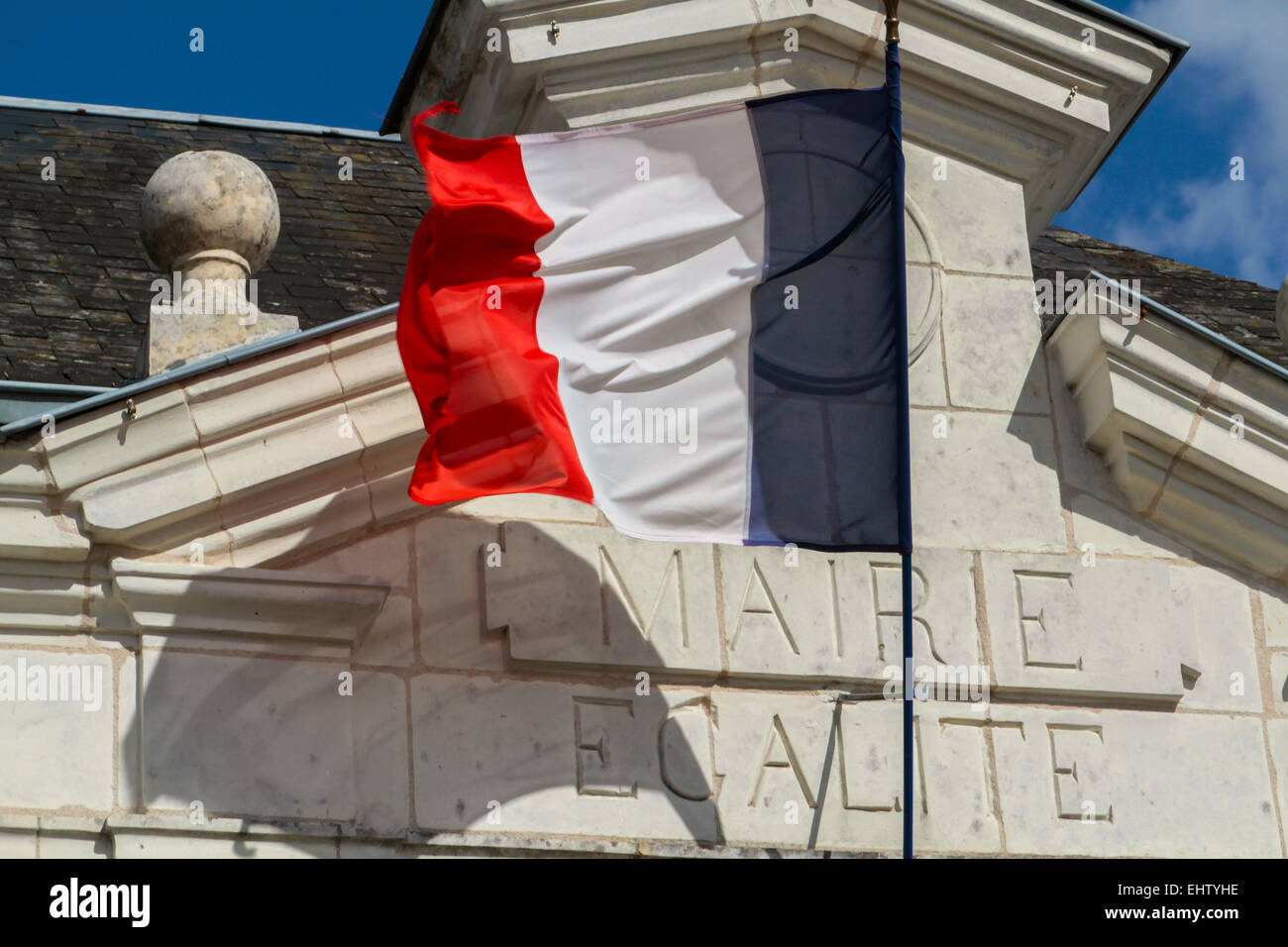 TOWN HALL AND FRENCH FLAG Stock Photo Alamy