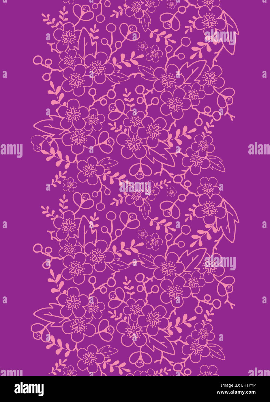 Purple florals vertical seamless pattern background border Stock Photo ...