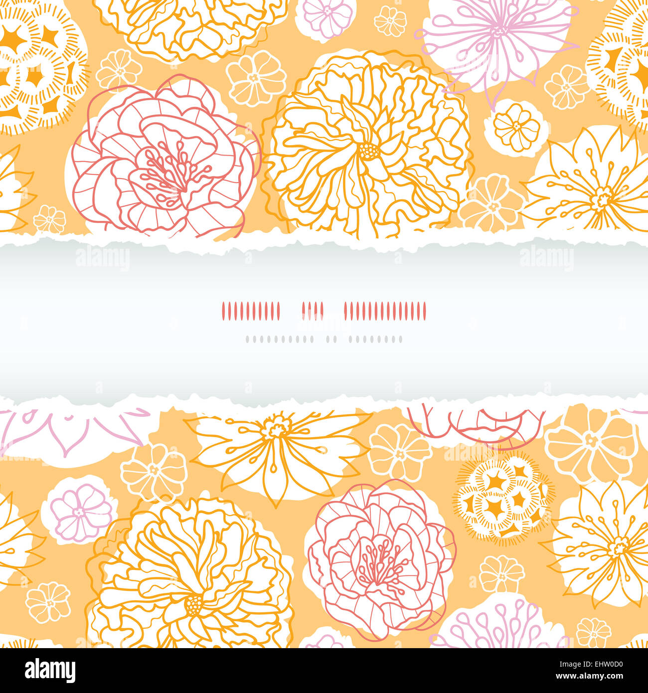 Warm day flowers frame decor torn seamless pattern background Stock ...