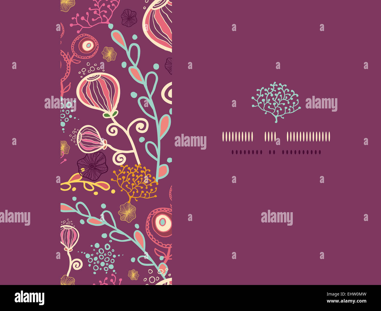 Underwater plants horizontal frame seamless pattern background Stock ...
