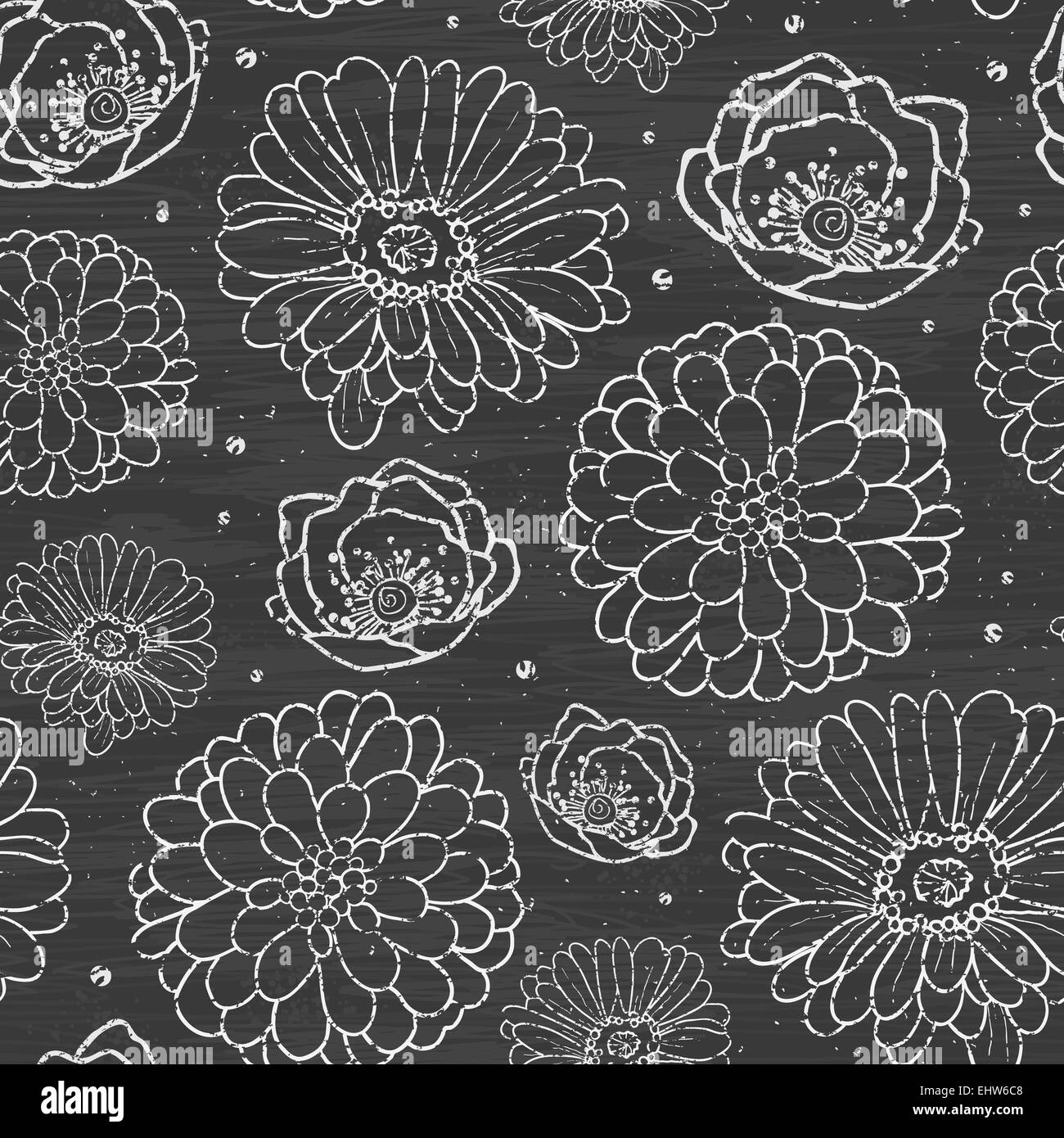 Chalk flowers blackboard seamless pattern background Stock Photo Alamy