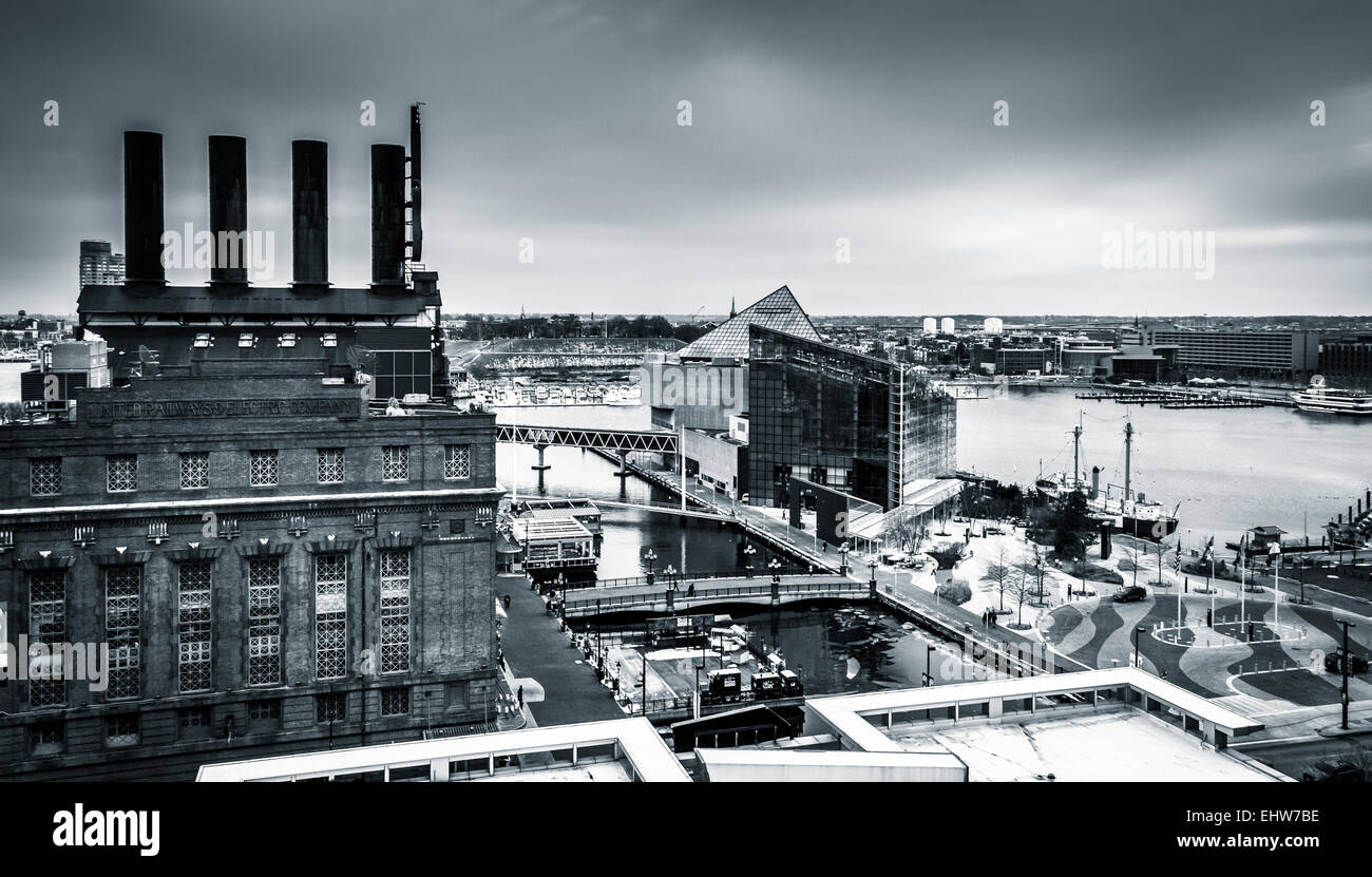 View of the Power Plant and the Inner Harbor from a parking garage in ...