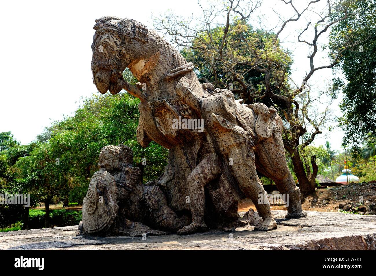 Horse Sculpture at Konark Sun Temple, Odisha, India Stock Photo