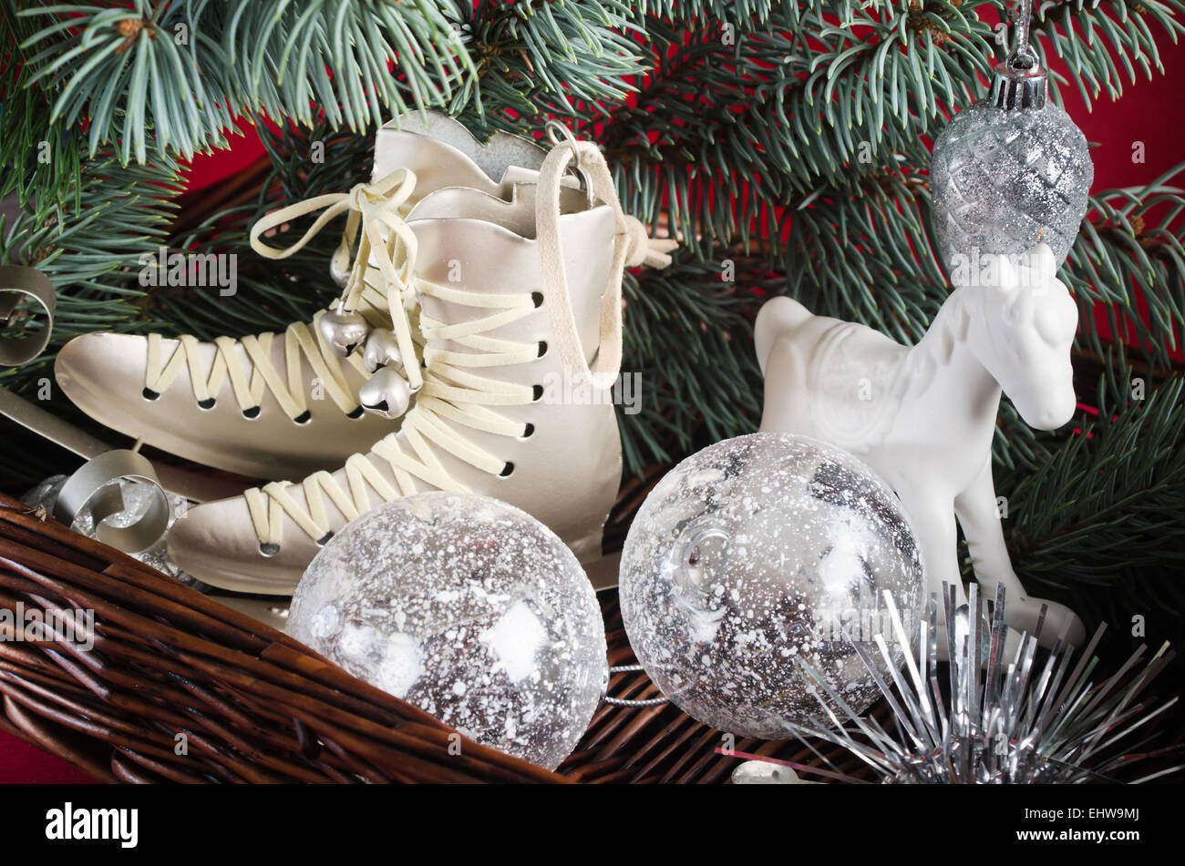 decoration and gifts of toys for Christmas Stock Photo