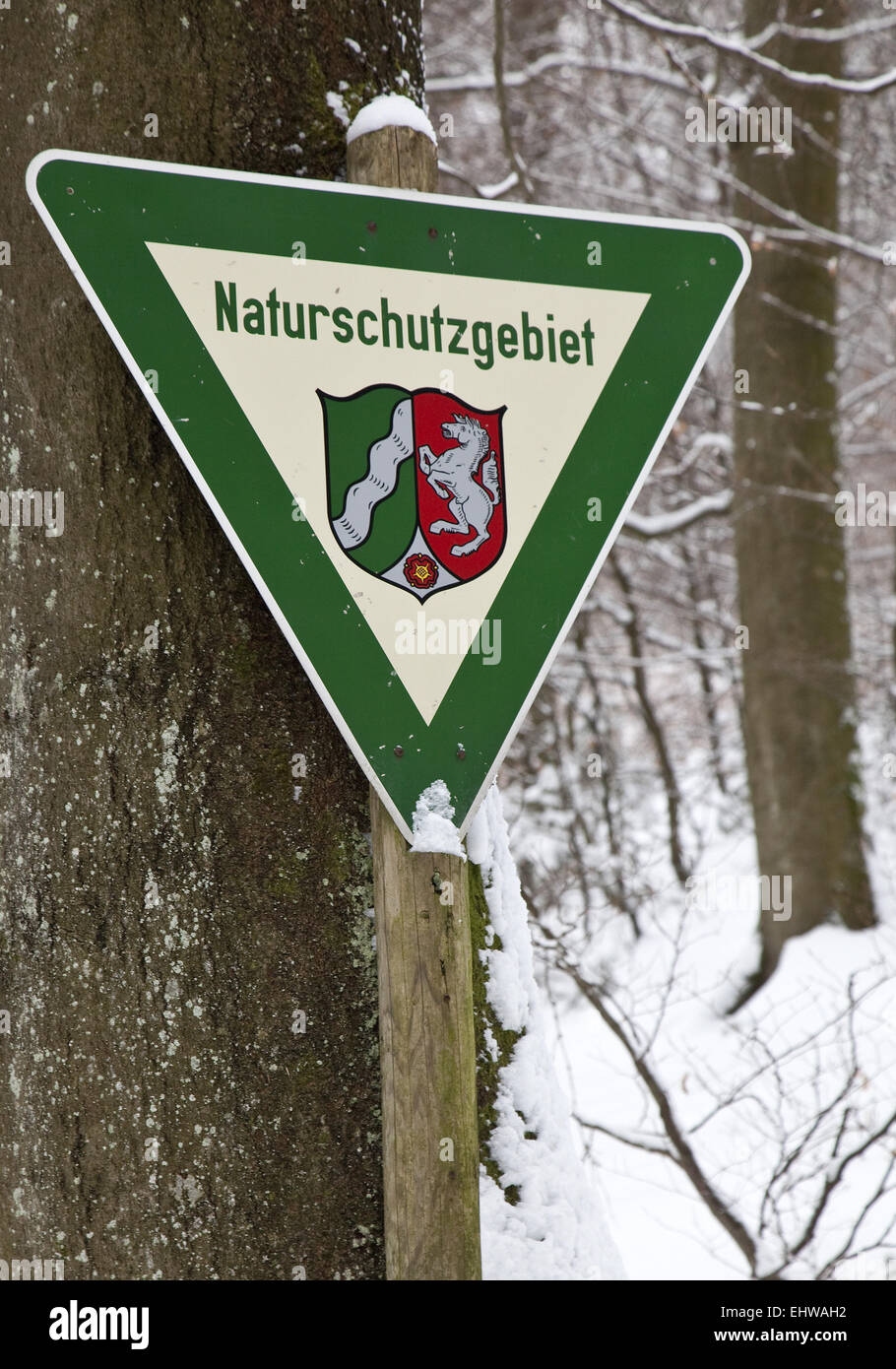 The sign nature reserve in Bestwig. Stock Photo