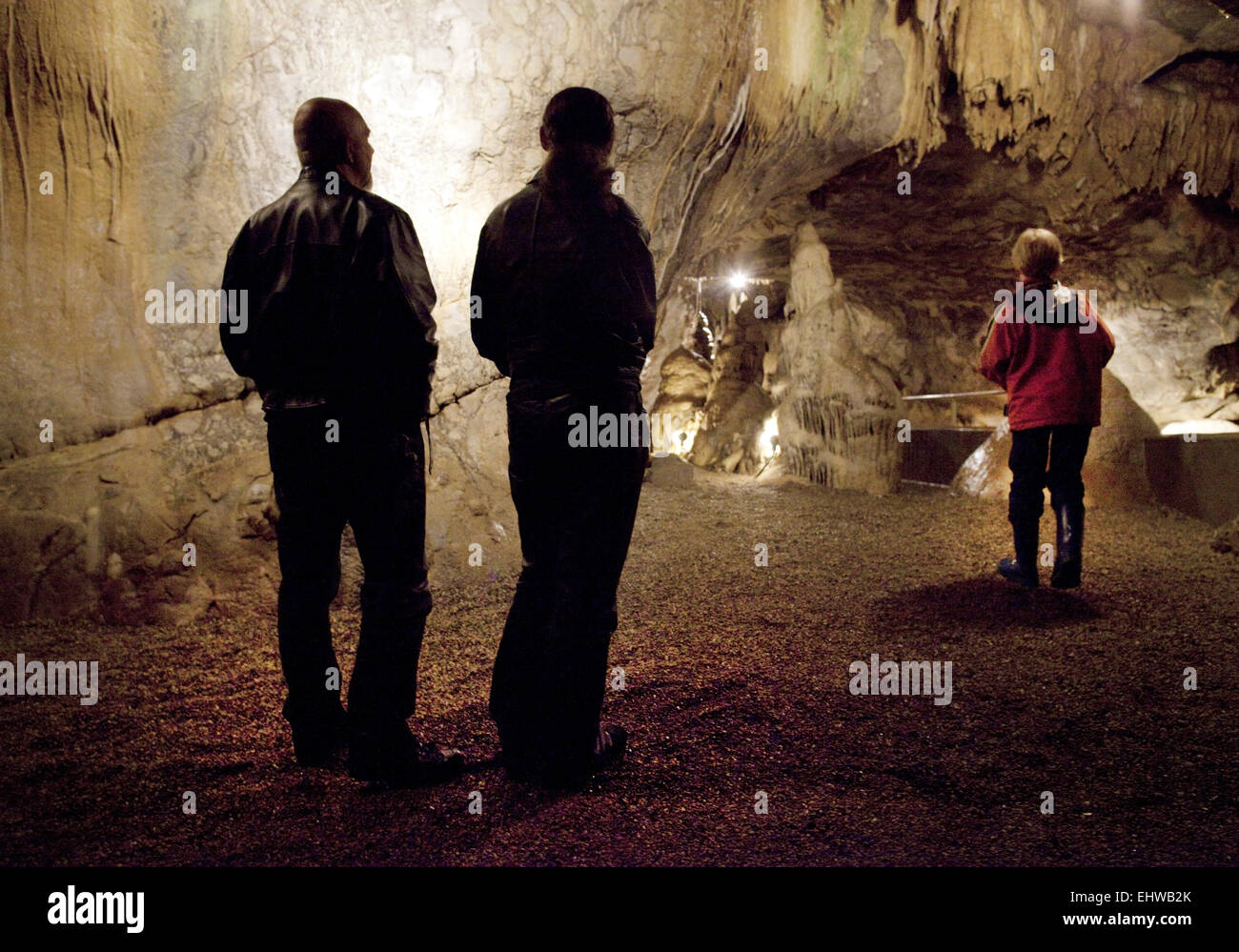 People in the Dechen Cave in Iserlohn. Stock Photo