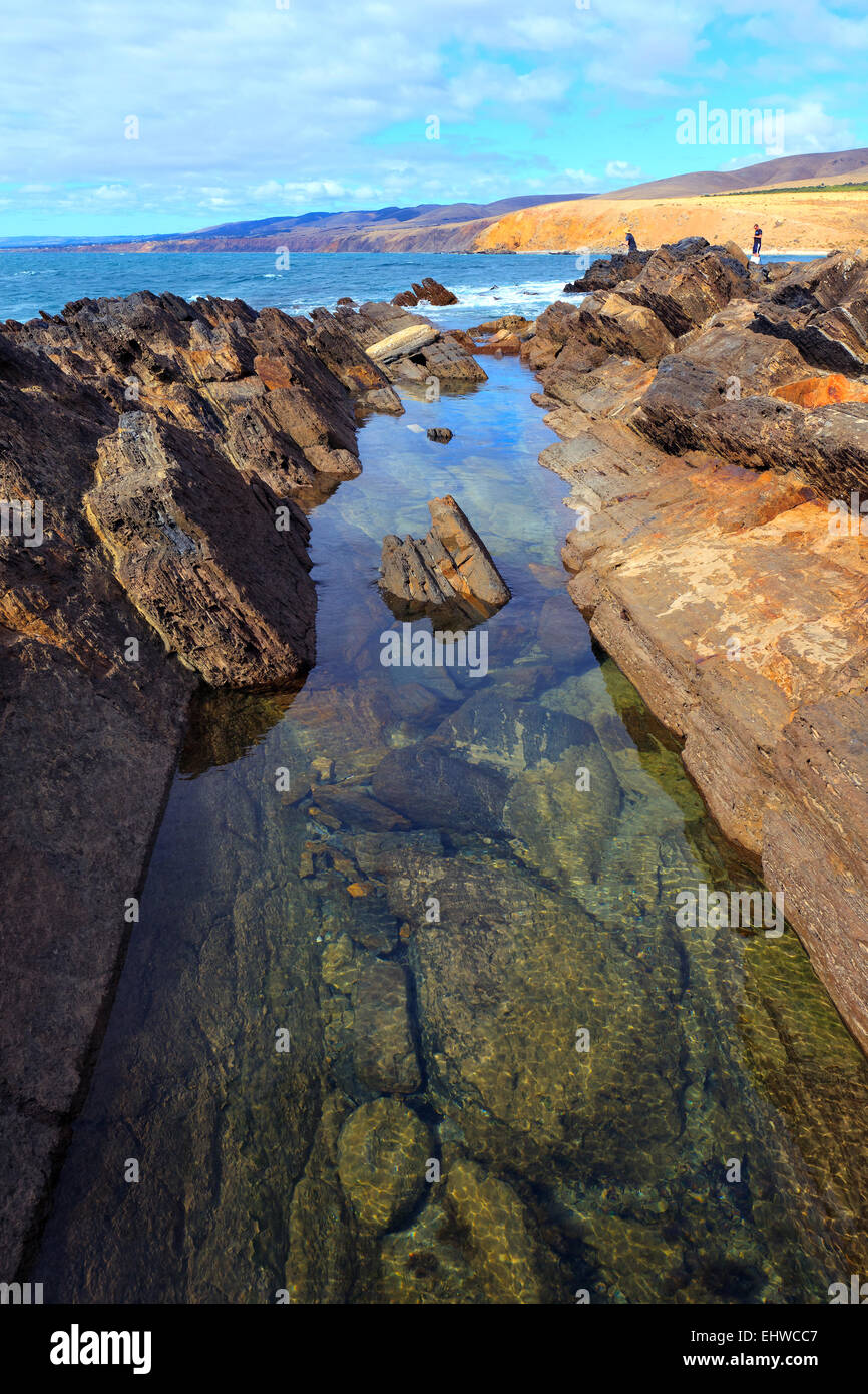 jetty ruins rocks coast coastal seascape seascapes coastline Myponga Beach Fleurieu Peninsula South Australia Australian Stock Photo