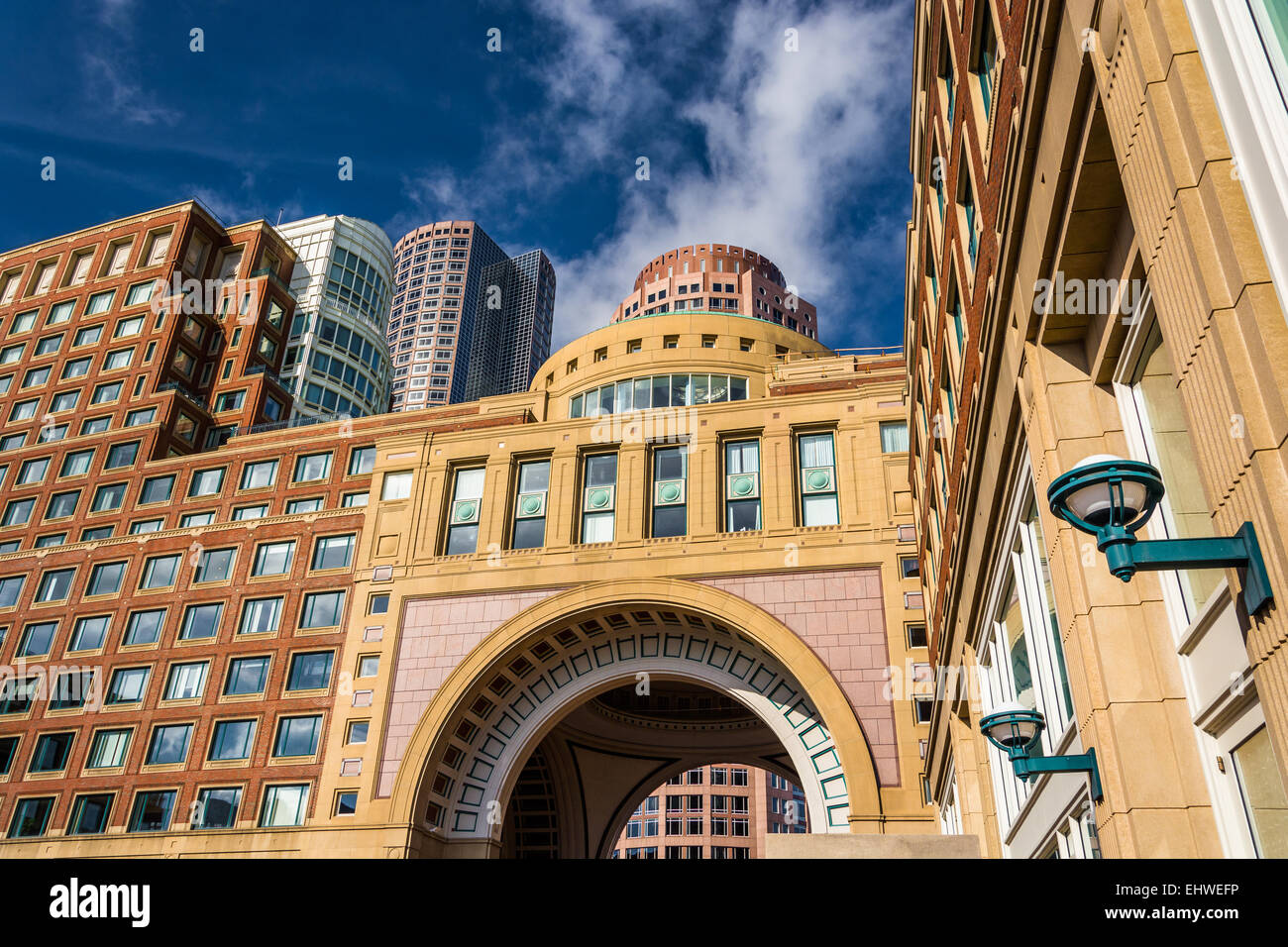 Buildings and the arch in Rowes Wharf, in Boston, Massachusetts Stock Photo Alamy