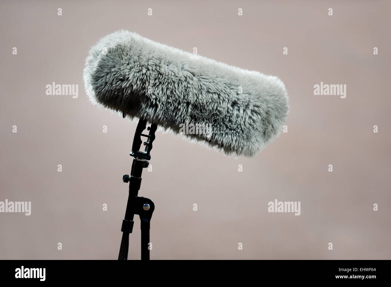 Furry sport microphone on a soccer field Stock Photo