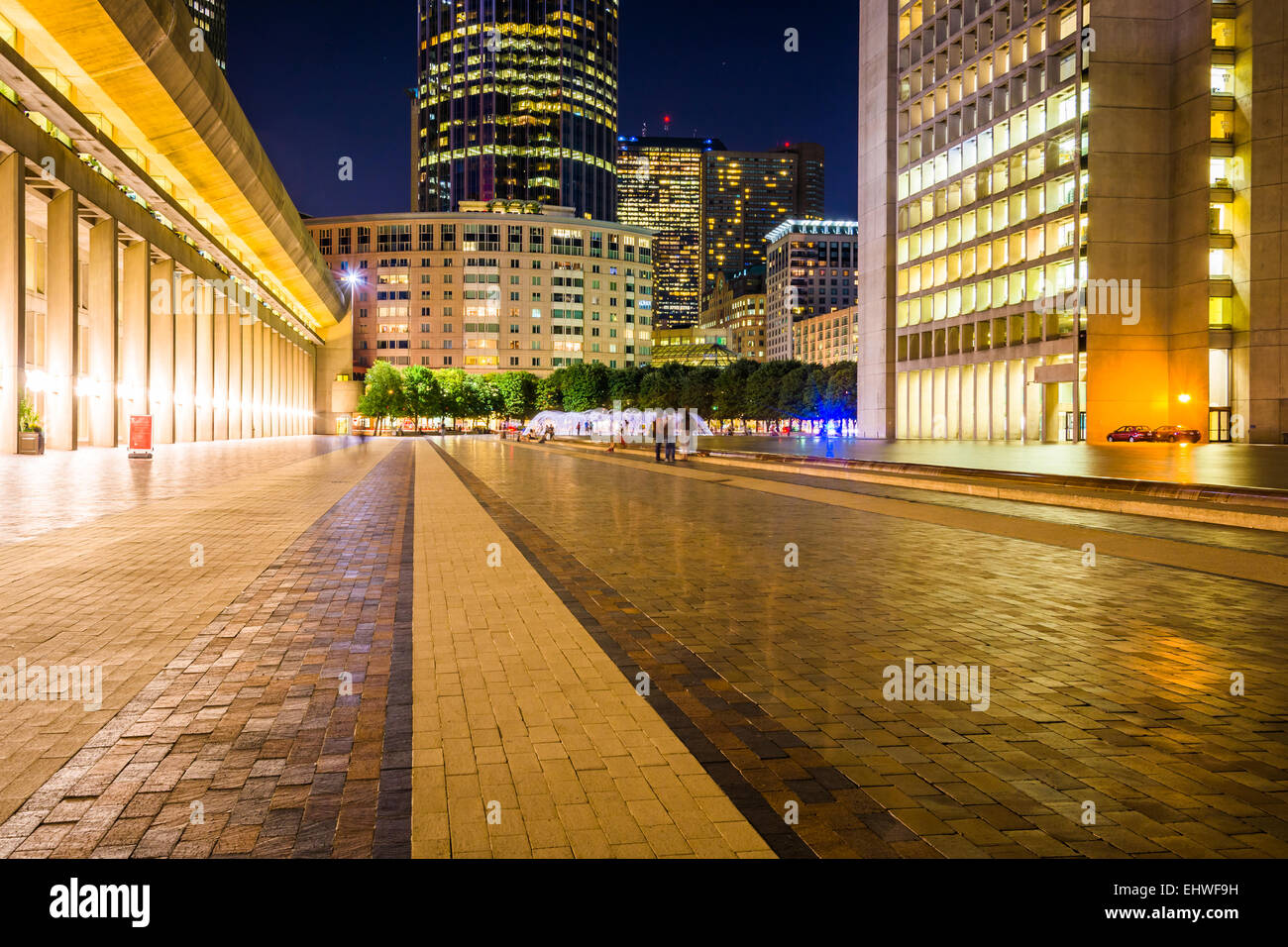 Christian Science Plaza at night, in Boston, Massachusetts Stock Photo