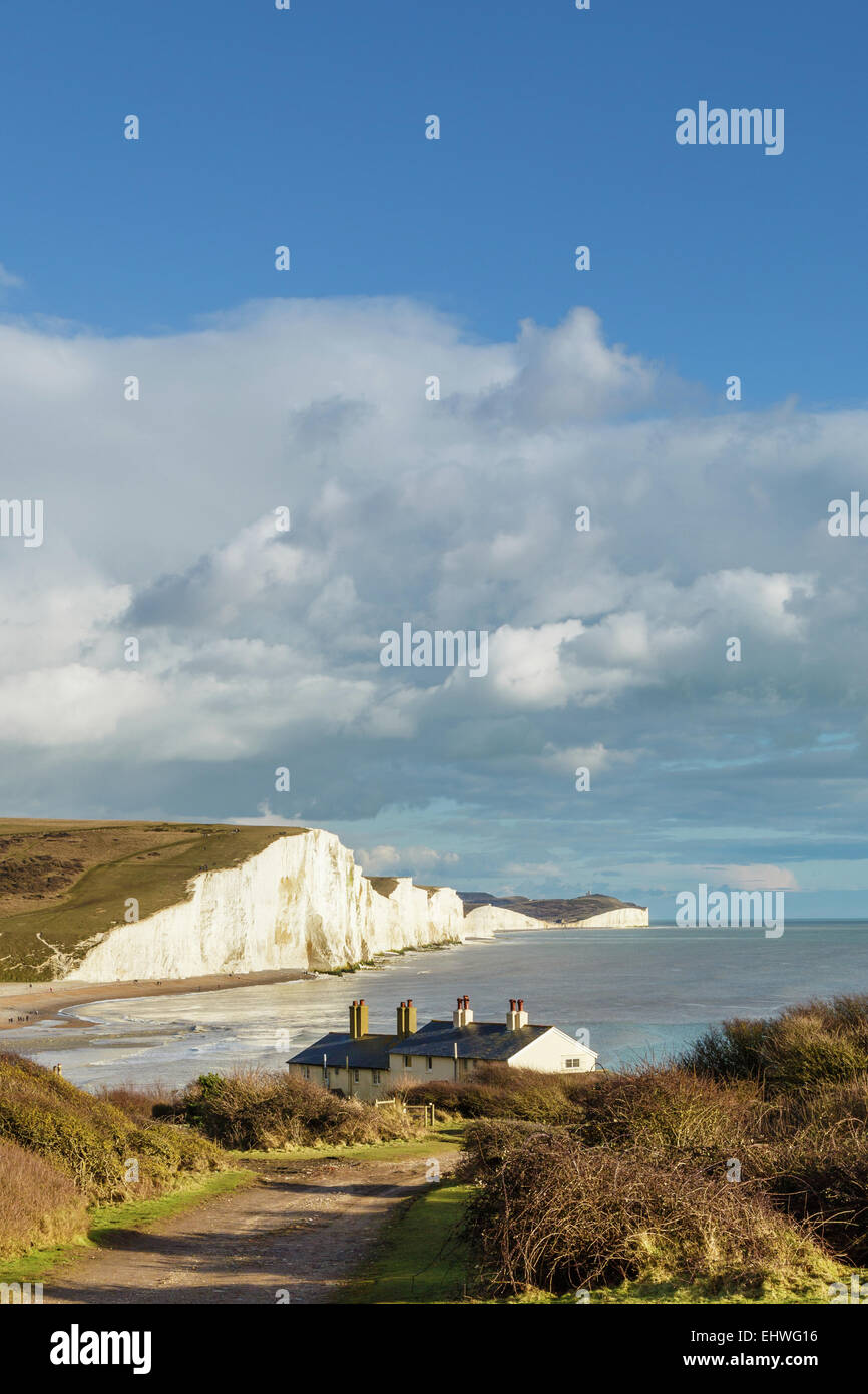 Seven sisters chalk cliffs,East Sussex, England Stock Photo