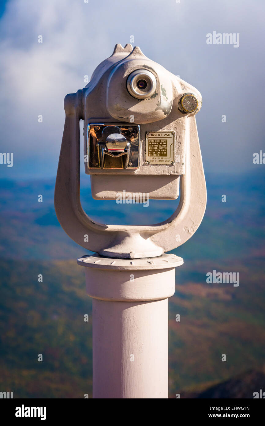 Coin operated telescope on Mount Washington in the White Mountains of New Hampshire. Stock Photo