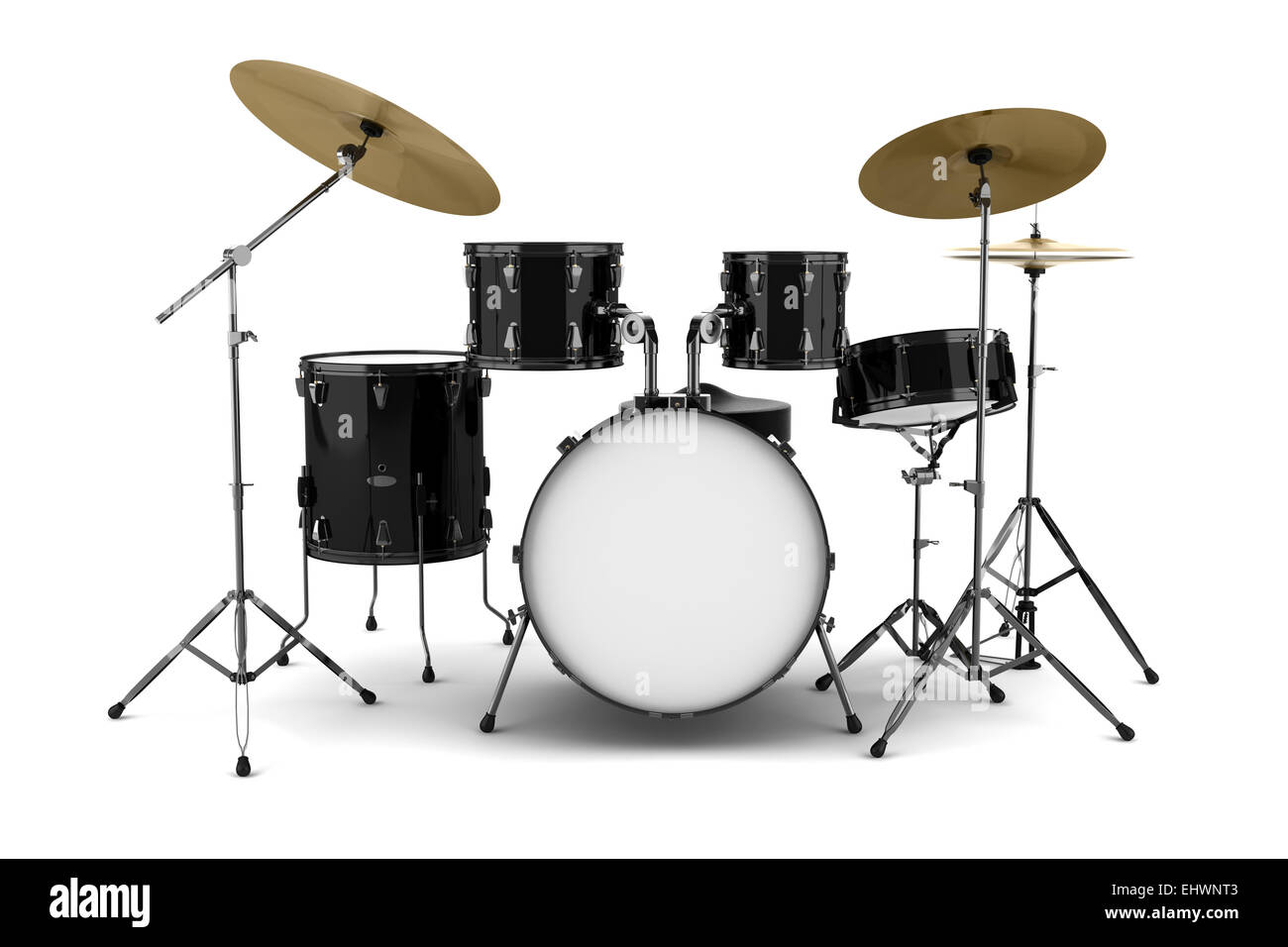 black drum kit isolated on white background Stock Photo