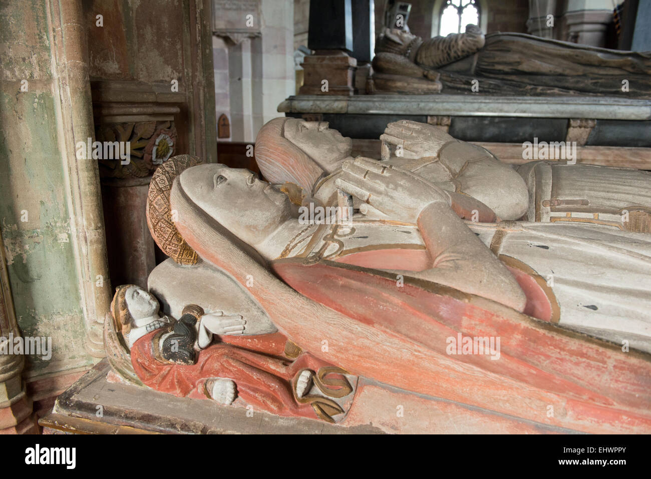 The tombs of Anne Talbot (died 1494) and Henry Vernon (died 1515) at St Bartholomew's Church, Tong, Shropshire, England. Stock Photo