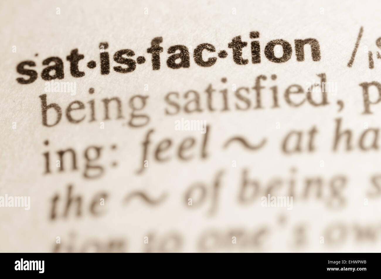 Definition of word satisfaction in dictionary Stock Photo