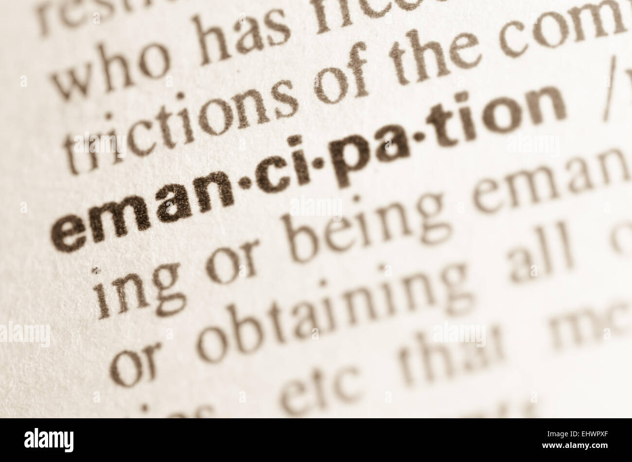 Definition of word emancipation in dictionary Stock Photo Alamy