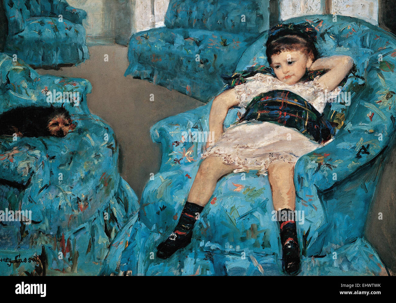 Masterful Impression: Mary Cassatt's Iconic 'Little Girl in Blue Armchair'