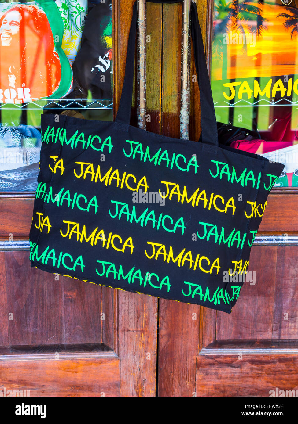 Jamaica, Ocho Rios, Shopping bag with Jamaica written on it Stock Photo
