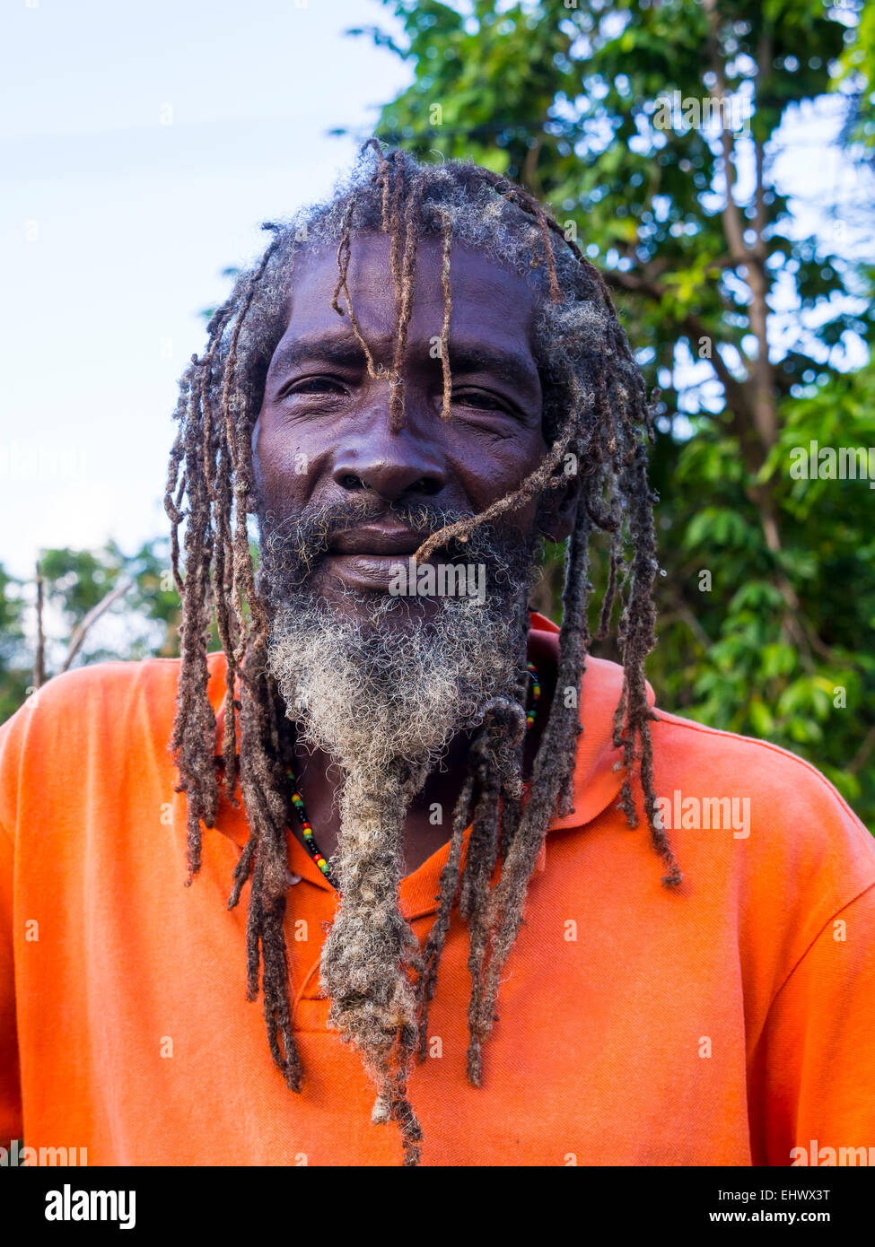 Caribbean, Jamaica, Portrait of a Jamaican with dreadlocks Stock Photo