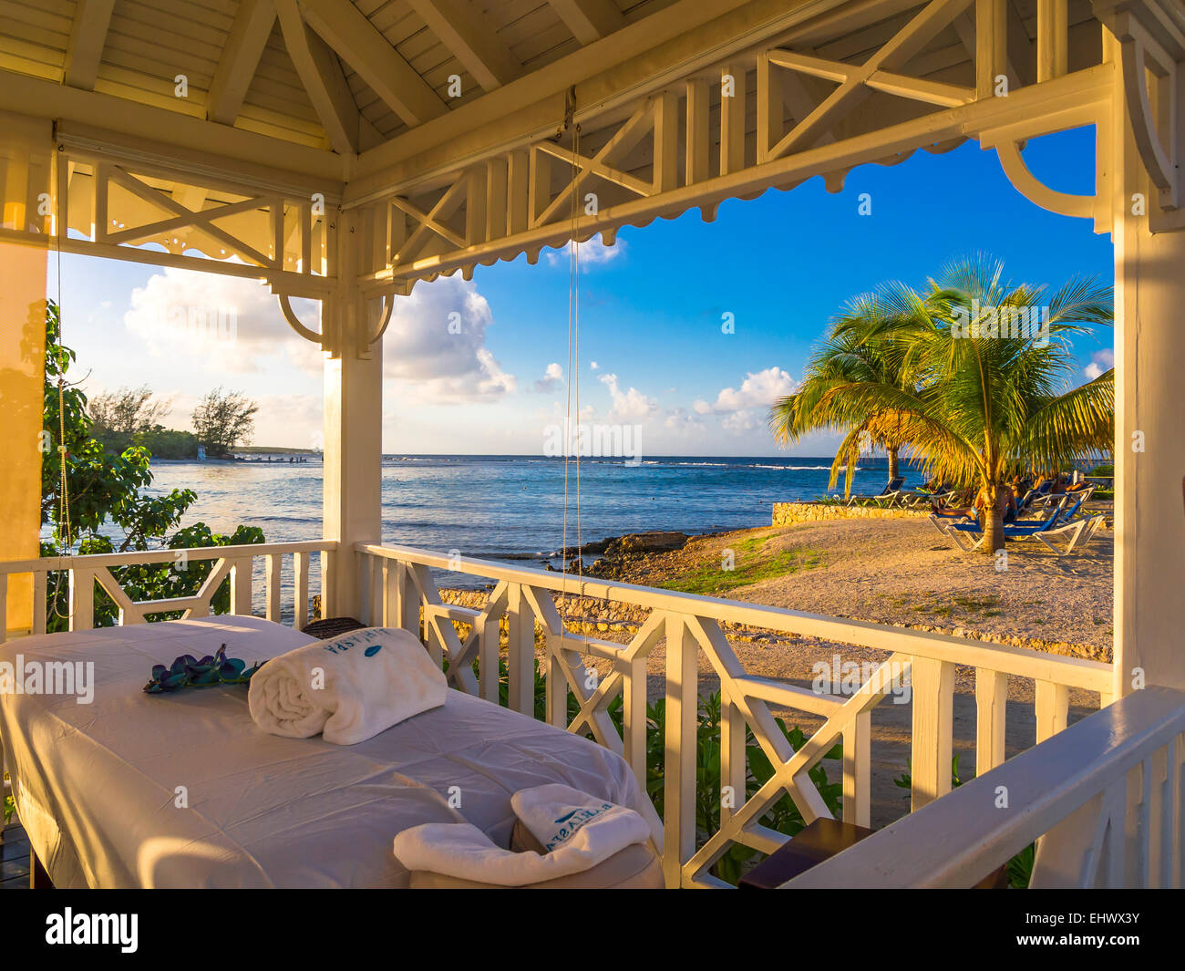 Caribbean, Jamaica, Runaway Bay, beach home for spa treatment Stock