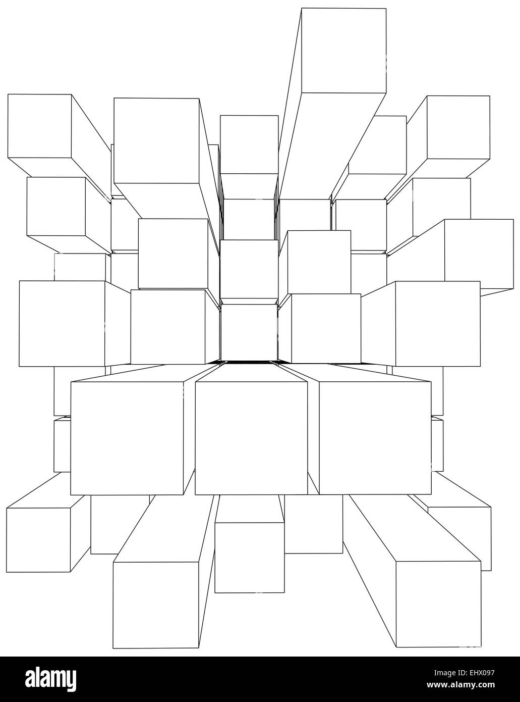 3d rectangle illustration outline Cut Out Stock Images & Pictures - Alamy
