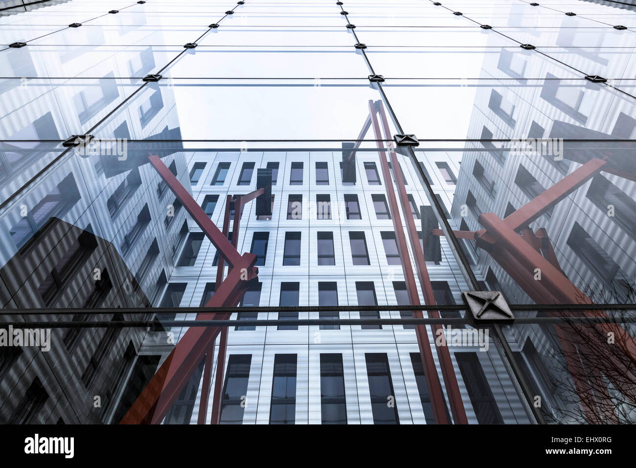 Switzerland, Basel, University, glass facade and installation Stock