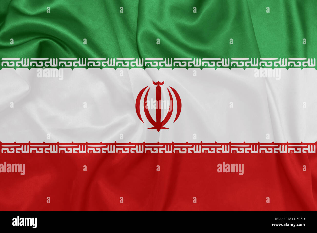 Iran  - Waving national flag on silk texture Stock Photo