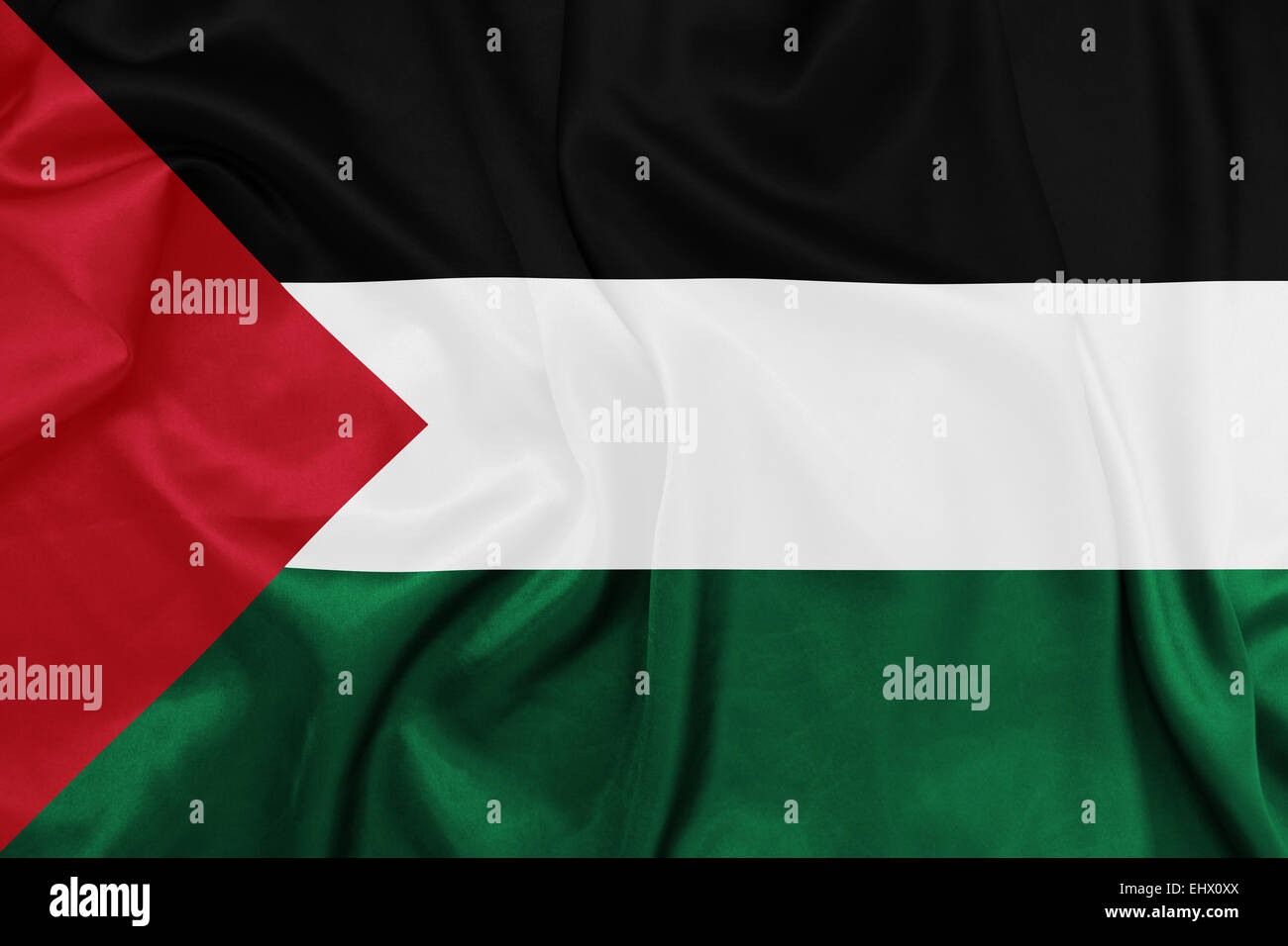 Palestine - Waving national flag on silk texture Stock Photo