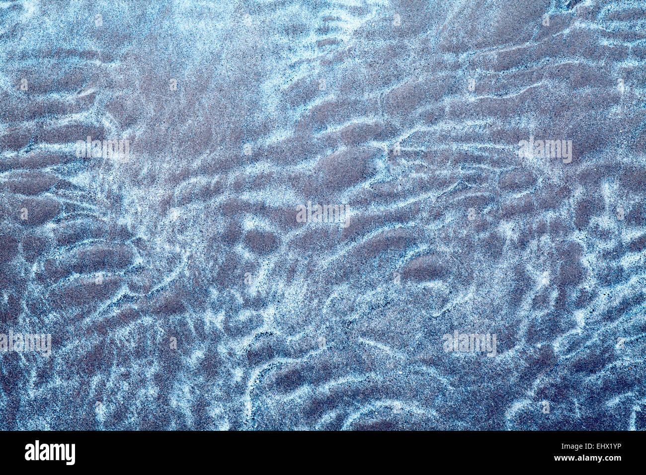 Patterns Formed by Dry Sand Blowing Over Ripples in Wet Sand West Sands St Andrews Fife Scotland Stock Photo