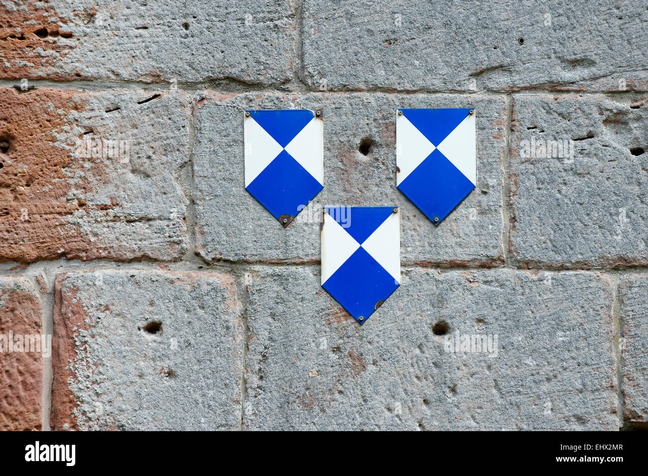 Germany, Bad Duerkheim, cultural heritage management signs at monastery Limburg Stock Photo