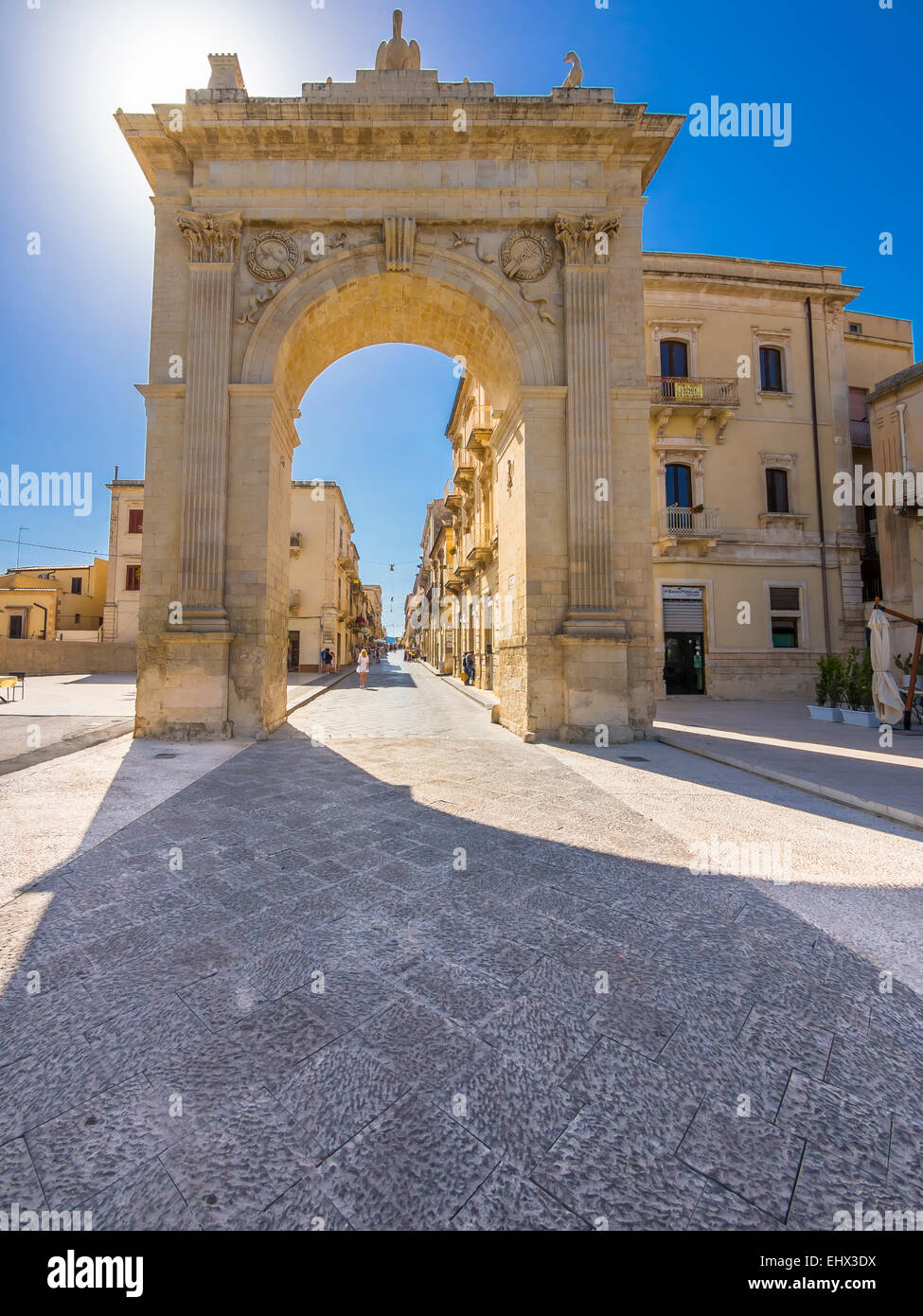 Italy, Sicily, Noto, Porta Reale at Corso Vittorio Emanuele Stock Photo