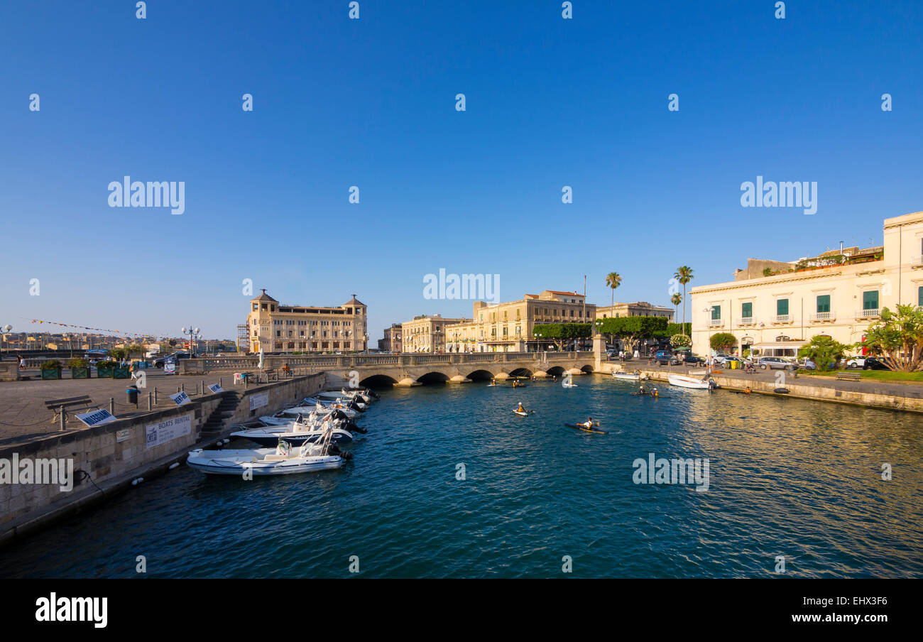 Italy, Sicily, Syracuse, View of Palazzo delle Poste on Ortygia island Stock Photo