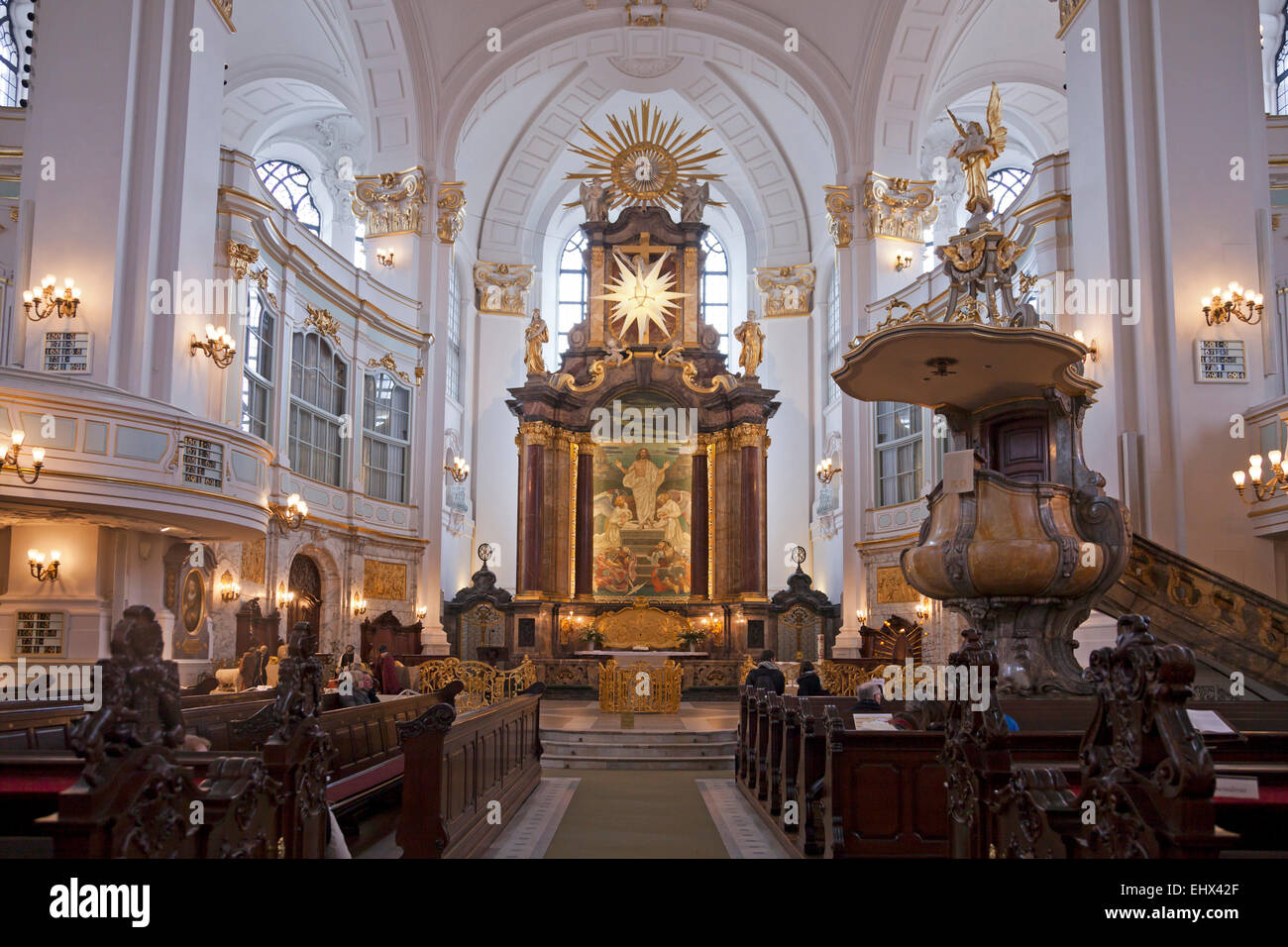 Germany, Hamburg, Interior of St Michaelis church, view of high altar ...