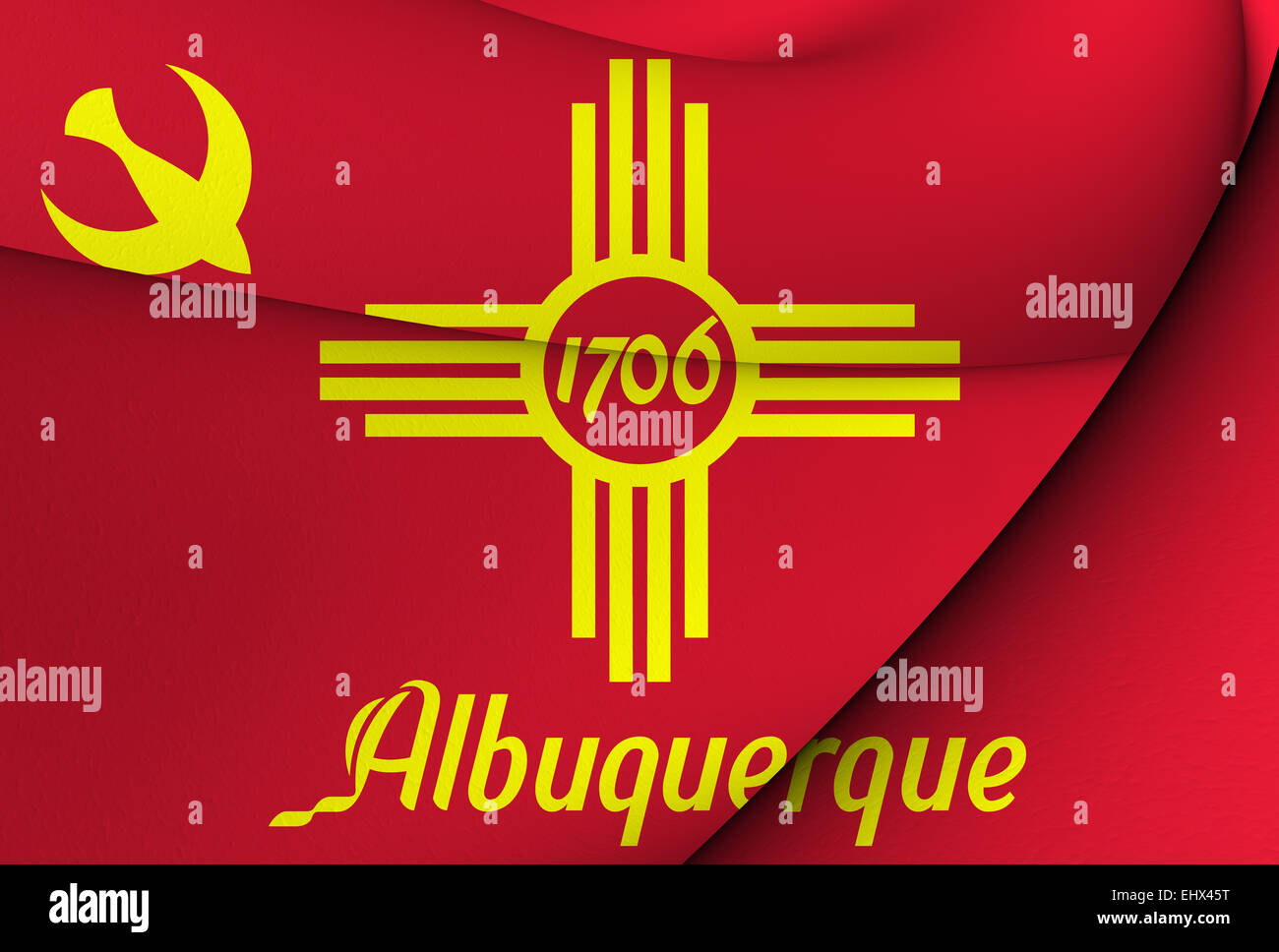 Flag of Albuquerque, USA. Close Up. Stock Photo
