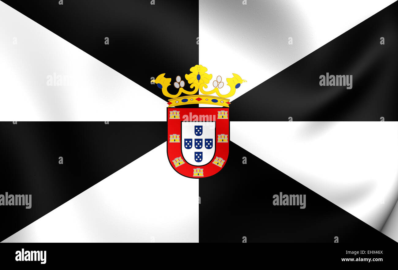 Flag of Ceuta, Spain. Close Up. Stock Photo