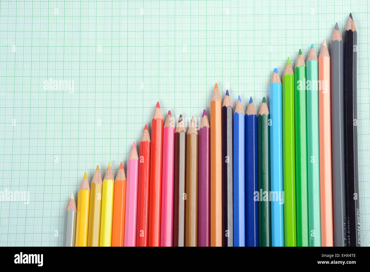 Pencils in a graph shape Stock Photo