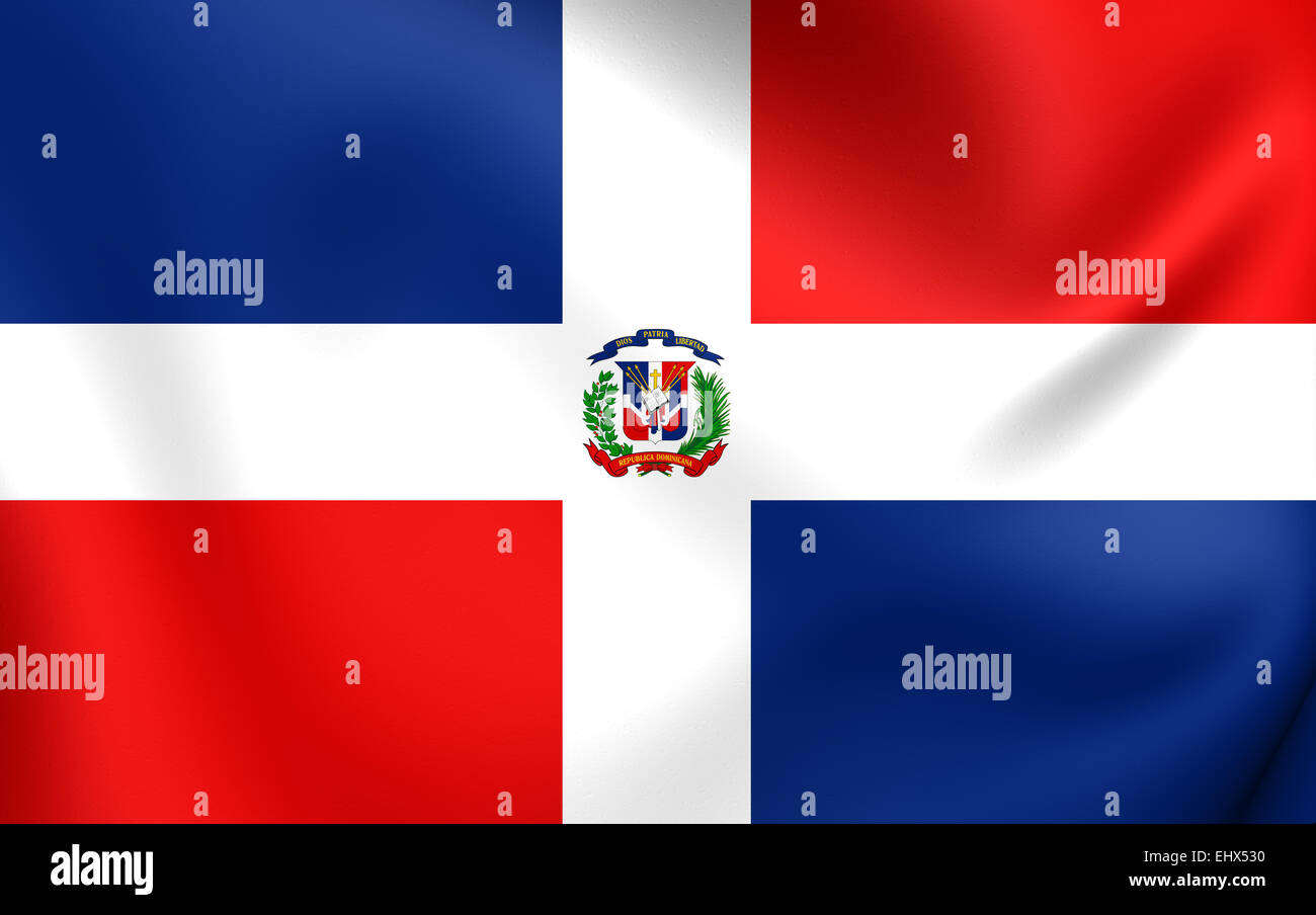 Flag of Dominican Republic. Close Up. Stock Photo