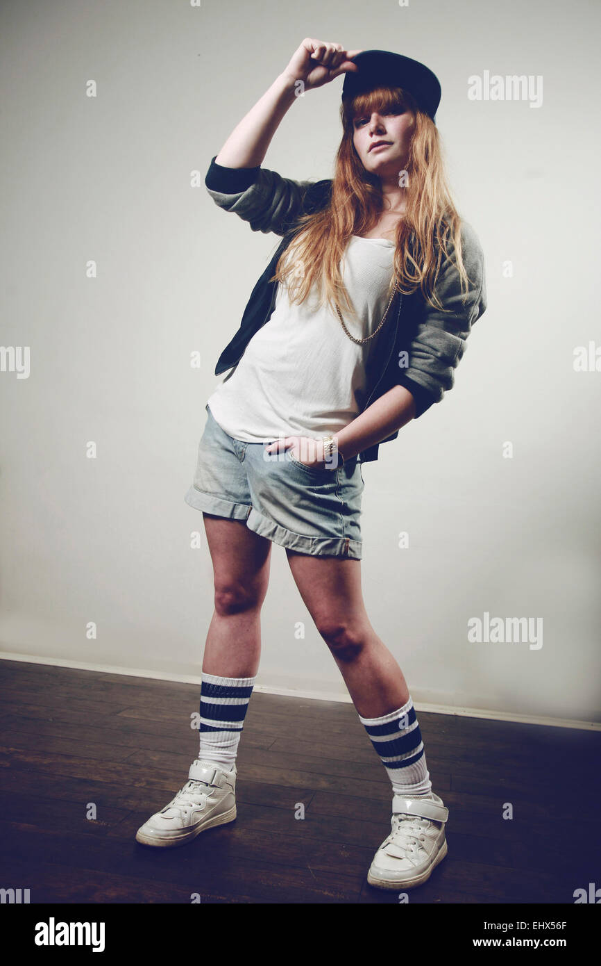 Portrait of woman wearing cap Stock Photo Alamy