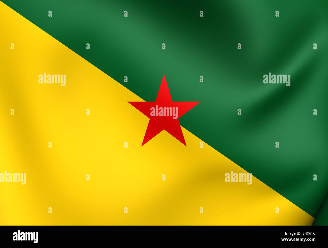 Flag of French Guiana. Close Up. Stock Photo