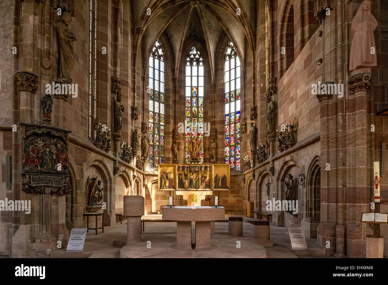 Choir with Tucher Altar, Gothic parish church of Our Lady, Church of Our Lady, Nuremberg, Middle Franconia, Franconia, Bavaria Stock Photo