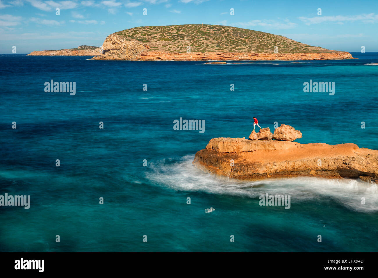 Spain, Ibiza Rocks at Cala Comte Stock Photo