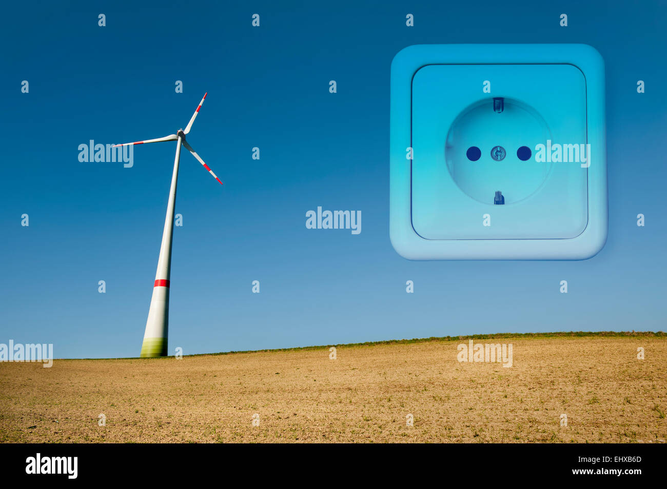 Wind turbine in field, Bavaria, Germany Stock Photo