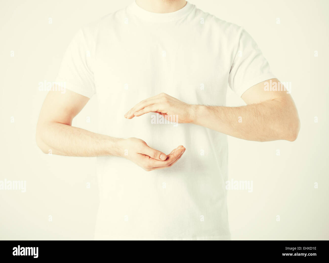 mans hands showing something Stock Photo
