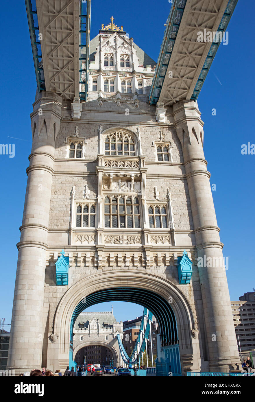 Tower Bridge as viewed from road London England Stock Photo