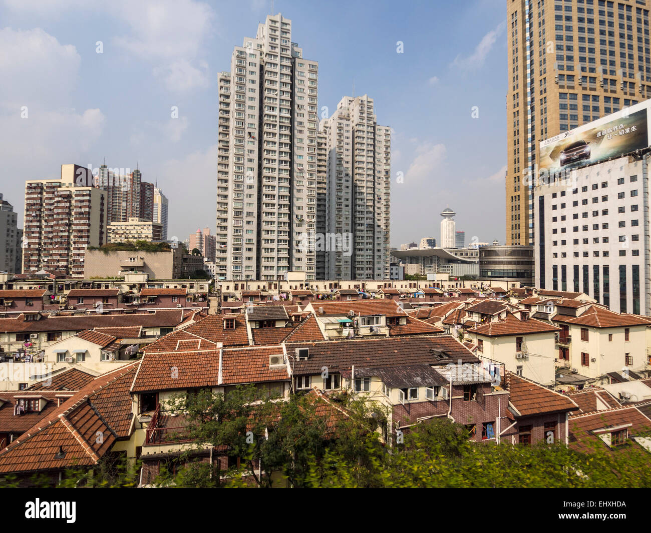 Low and high rise buildings in Shanghai, China Stock Photo