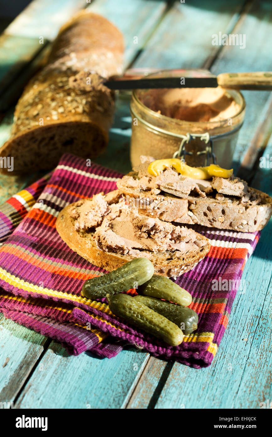 Liverwurst spread with pickled cucumber Stock Photo Alamy