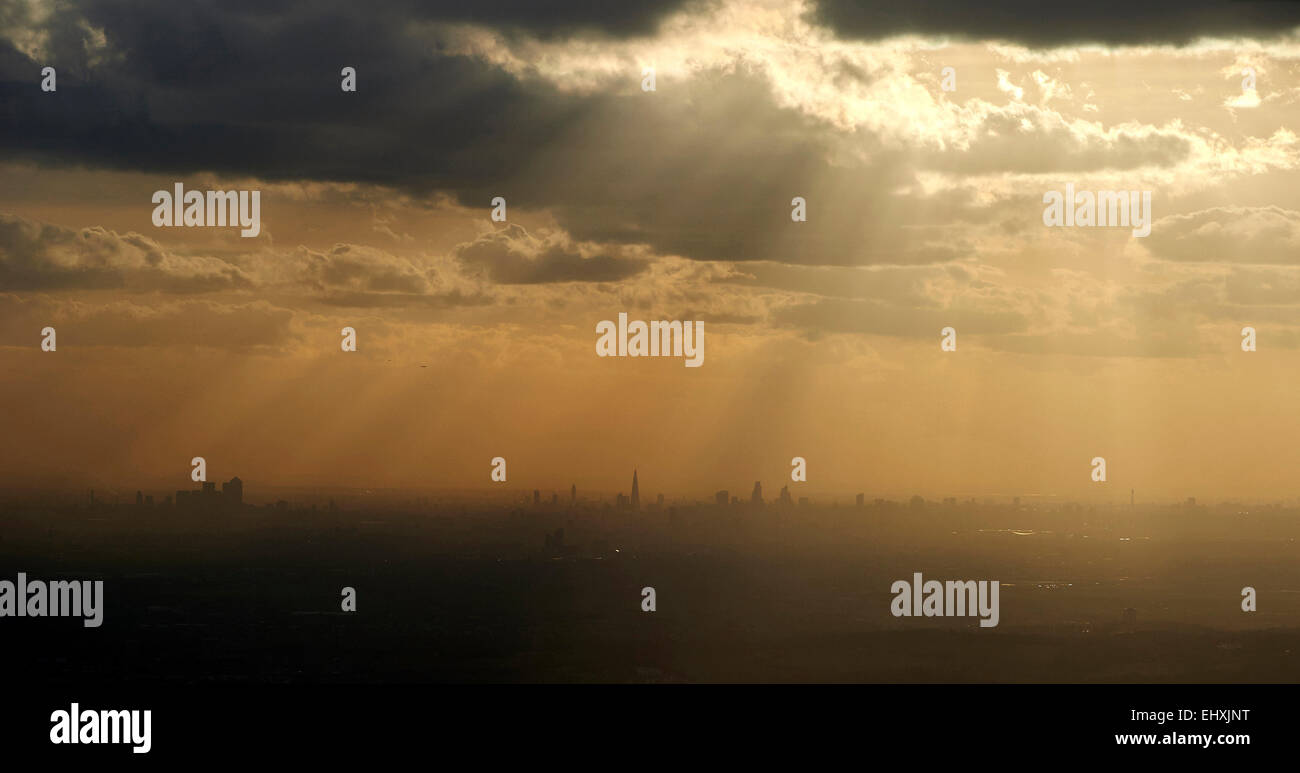 An atmospheric view of the city of London Skyline, UK Stock Photo
