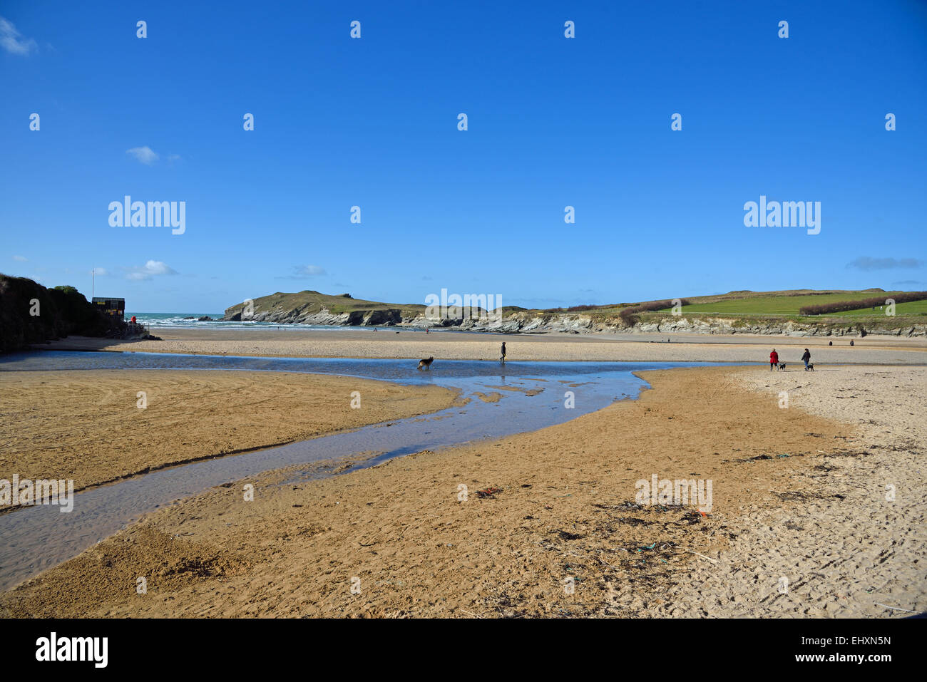 Porth Beach near Newquay, Cornwall Stock Photo