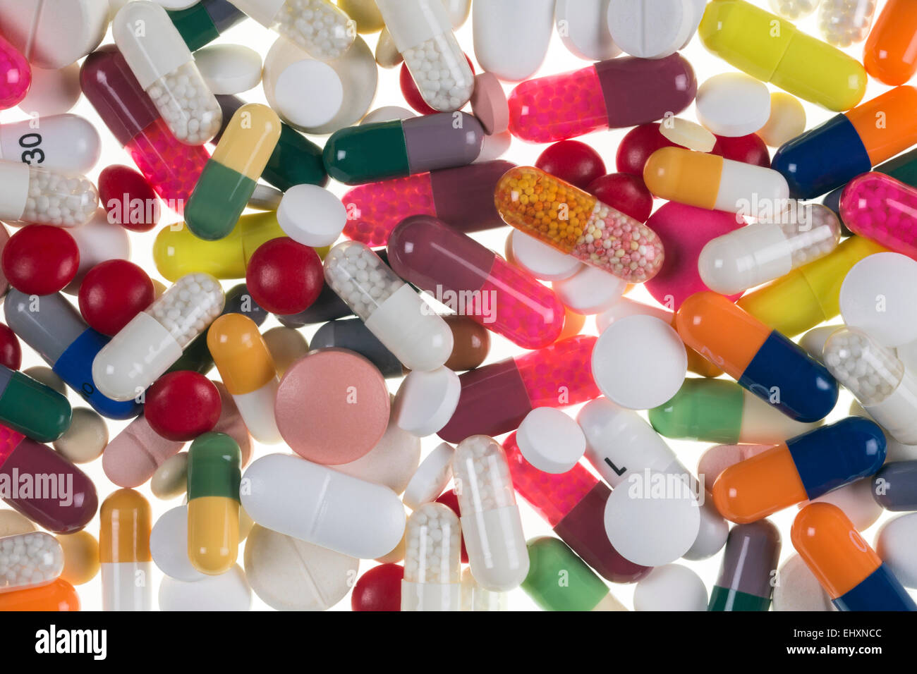 Drugs used by doctors to treat illness and disease Stock Photo