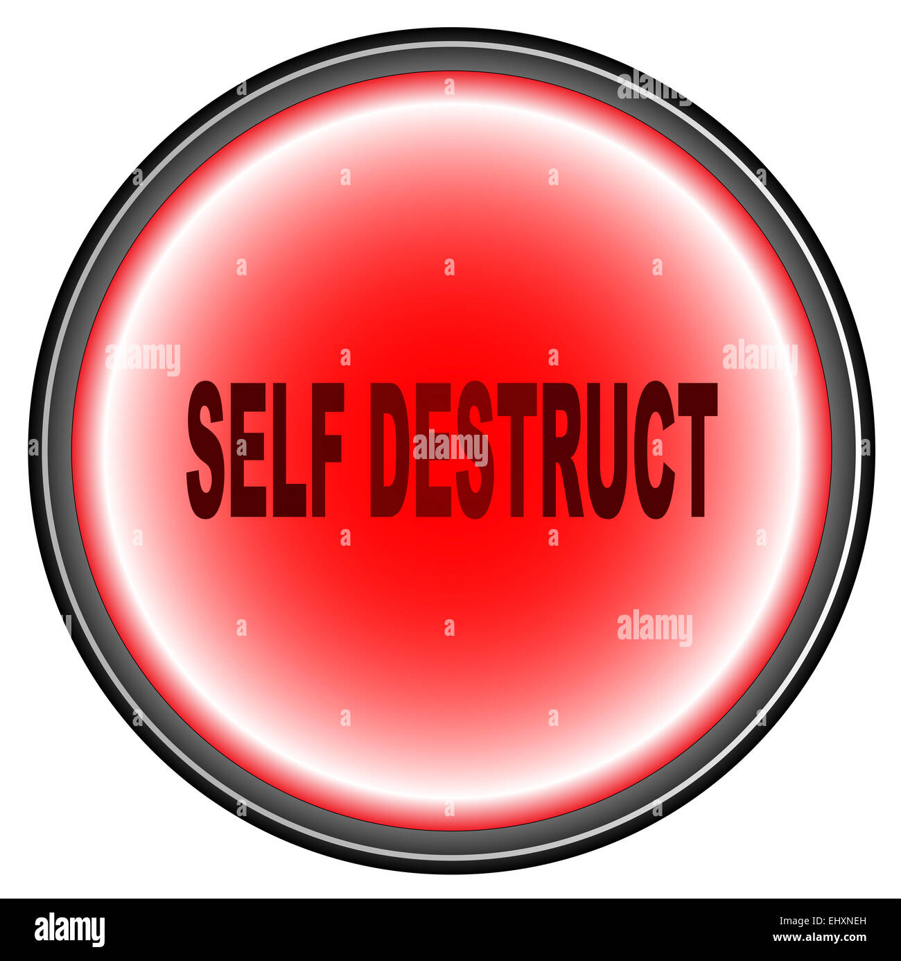 A Self Destruct Button button in red over a white background Stock Photo